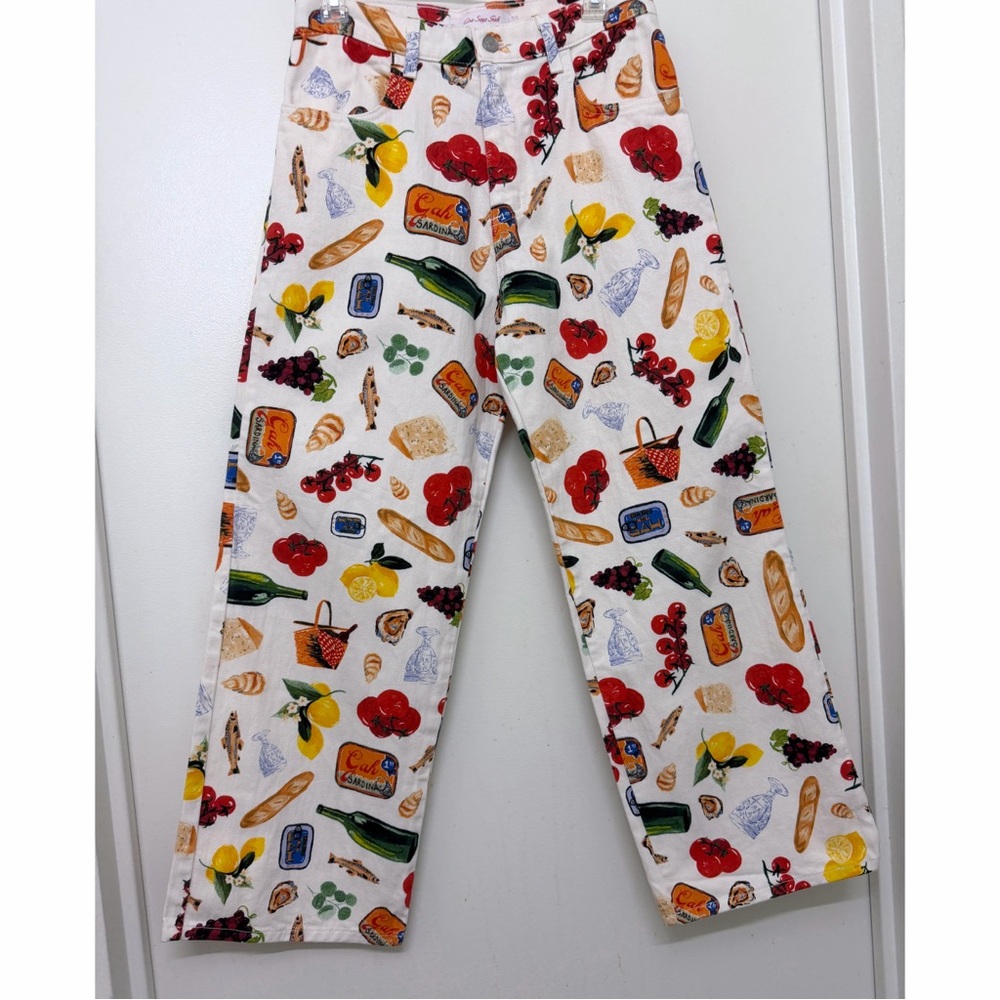 Lisa Says Gah Italian Summer Print Robyn Jeans Pants Trousers Denim Food 8 - Picture 7 of 16